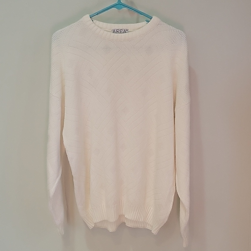 Vintage men's cream argyle crewneck sweater.  Area by Tag Made in USA size XL